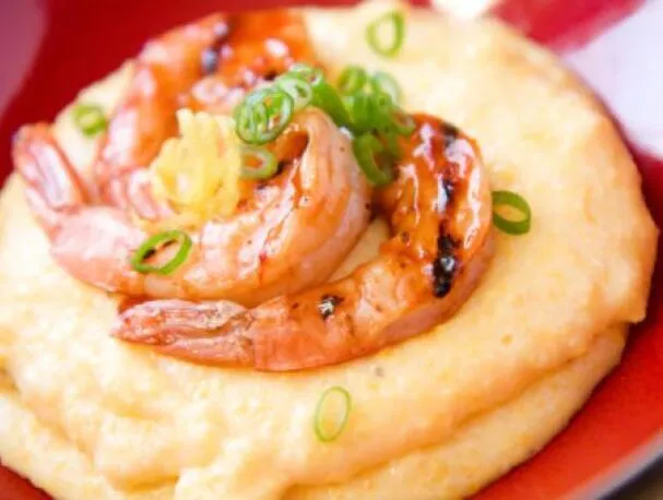 Grillad räka med grits