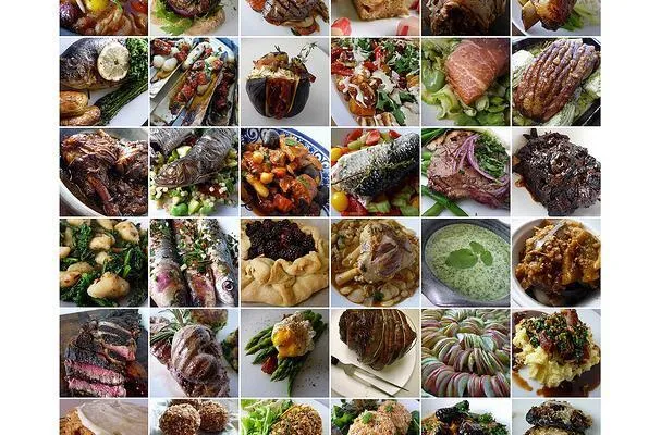 Kikärts"fisk" med rödpepparsås